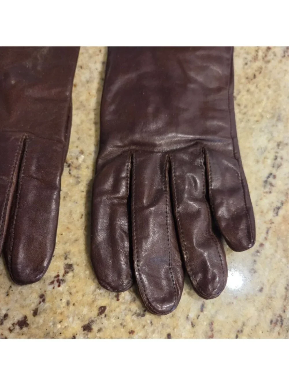 Vintage Womens Size M 7 Brown Leather Knit Lined Gloves Grandoe
